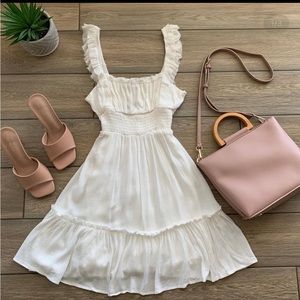 White flutter strap mini dress